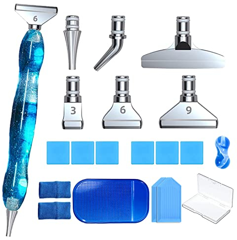 Diamond Painting Zubehör Stift, 20 Stück Diamond Painting Set, 6 Styles Metal Drill Pen Ersatzköpfe für 5D Diamond Painting Stifte, Diamond Painting Stift für Diamond Painting Tools & Zubehör