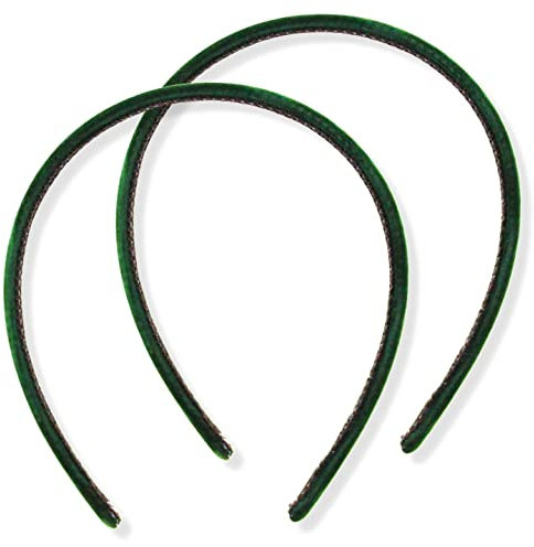 Topkids Accessories 2x Thin Velvet Hair Bands Headbands Alice Bands Head Bands Hairbands Women Adult Girls Wedding Bride Fashion Luxury Comfortable 1cm 0.4 (Bottle Green)