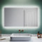 SUNXURY Badspiegel 120x70cm mit Beleuchtung und Uhr beschlagfrei LED Spiegel mit Bluetooth Spiegel mit Touch Badezimmerspiegel Kaltweiße IP44