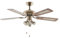 Lucande Deckenventilator mit Lampe Anariki (Landhaus, Vintage Rustikal) in Gold/Messing aus Metall (3 flammig GU10) - Ventilator Wohnzimmerleuchte