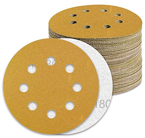 Schleifpapier 125mm Klett Schleifscheiben 180 Körnung 8 Loch 100St. für Exzenterschleifer Schleifmaschine Poliermaschine