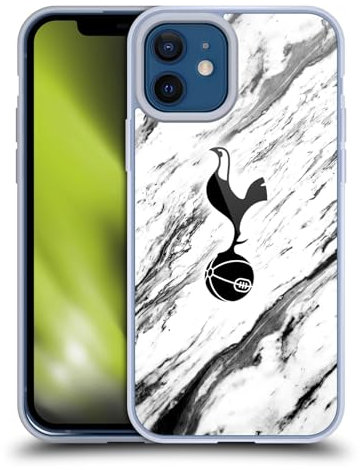 Head Case Designs Carcasa de gel suave con diseño de mármol blanco y negro del Tottenham Hotspur F.C. compatible con Apple iPhone 12 / iPhone 12 Pro