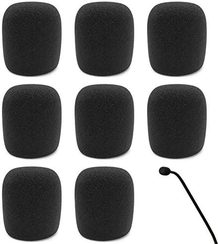8pcs Headset Microphone Foam Cover,Foam Mic Cover Handheld Microphone Windscreen,Small Microphone Noise Filter,Mini Windscreens Sponge Foam Covers Shield Protection New Job Gifts(black)