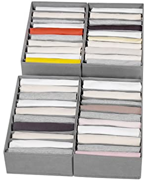 Coorganisers 4 Pack T-shirt Drawer Organizers - 10 Grid Compartment Storage Box Wardrobe Clothes Organizer, Washable for Folded Clothes, T-shirt, Legging, Silk Scarves