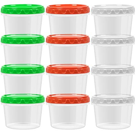 EONJOE Freezer Storage Containers,Reusable 16 oz Round Plastic Food Storage Jars with Lids BPA Free - Stackable - Leakproof,12 Pack