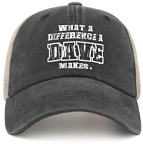 Lustige Mütze mit Aufschrift What A Differences A Dave Makes für Herren, Baseballmützen mit Design-Kappen, Grau-Trucker2, Einheitsgröße