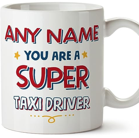 MUGFFINS Personalised Mug for Taxi Driver - in English - You are Super - Funny Custom Gift for Colleagues - Ceramic 11oz Mug