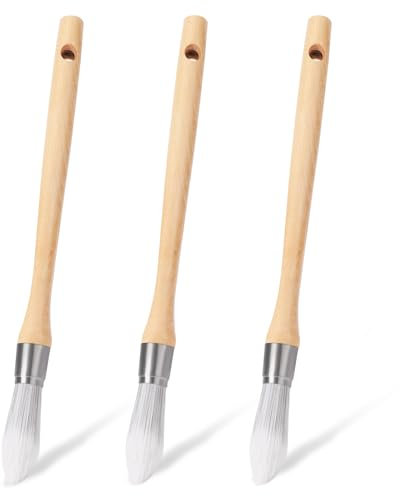 3 Pcs Trim Paint Brush Round Trim Brush Small Paint Brush Corner Paint Brush Painting Tool Kit for House Wall edging Furniture and Home Coloring(0.75 Inch)