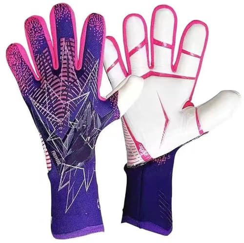 Yinghesheng Torwarthandschuhe mit Fingersave, Professionelle Torwart Fußballhandschuhe,für rutschfeste Kinder, Erwachsene und Jugendliche,Lila,6Yards