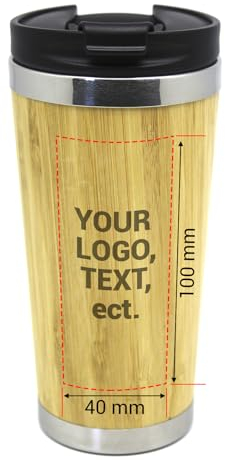 power gift PERSONALISIERTER - BAMBUS Thermobecher. Isolierbecher. Isolierflasche. Edelstahl Trinkflasche. Für täglichen Bedarf und Ausflüge. Praktisches und kreatives Geschenk für jeden Anlass.