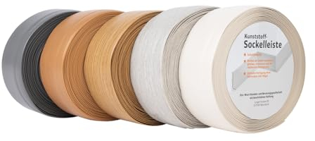 KARAT Weichsockelleiste 50 x 15mm, 10 Meter - selbstklebende Rückseite - Sockelleiste aus PVC für Küche und Bad, Knickleiste Klebeleisten individuell zuschneidbar (Eiche, Oslo)