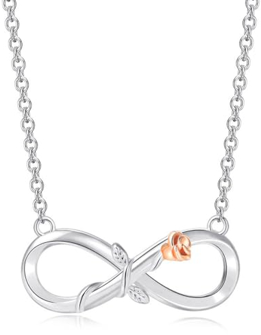 Collana Donna in Argento, Donna Gioielli, Ciondolo a catena di Cristallo con Zirconi, Gioielli Infinito Rose, con portagioie con logo, per la donna Migliore amica, moglie, argento