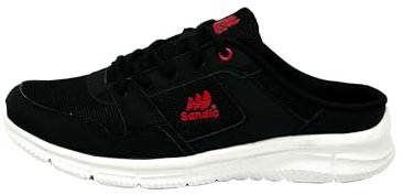 Ablovo® Damen Herren Pantoletten Sandalette Slipper Sabots Sneaker Freizeit (Schwarz-Rot, EU Schuhgrößensystem, Erwachsene, Herren, Numerisch, M, 45)