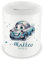 Samunshi® Kinder Spardose mit Namen und Süßes Auto als Motiv für Kinder - Jungen und Mädchen Sparschwein 330ml weiß