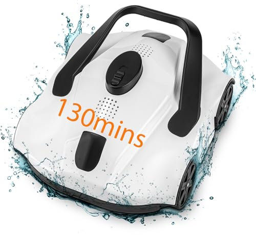 SYANSPAN - Limpiador de piscina robótico inalámbrico, aspiradora de piscina sobre el suelo de hasta 1076 pies cuadrados, con potentes motores de succión de doble accionamiento, aspiradora automática