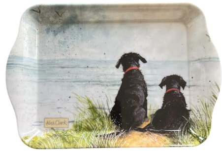 ALEX CLARK Dogs on the Beach Sand Dunes Small Tray - perfect for snacks and tea/indoor and garden use/gifts/dog/labrador/dog lovers/tea drinkers