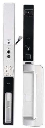 3D Face Recognition Smart Door Lock with Camera, Fingerprint Password IC Card Unlock WiFi Video Doorbell, Keyless Smart Mortise Lock for Home Security (Silver)