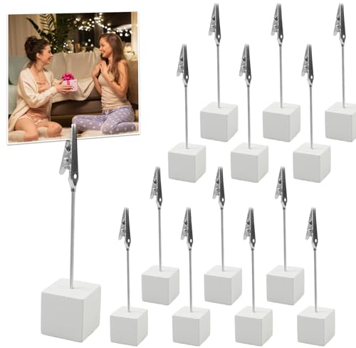 Doafoce 20 Pièces Porte Photo Pince, Porte Photo, Porte Photo Sur Pied, Support Photo Table, avec Pince Crocodile et Base en Bois pour la Décoration de Bureau Mariage Fête Maison(10.5 × 2.5 × 2.5 cm)
