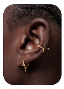 BodyBonita 16G Spike Septum Piercing – 316L Edelstahl Nasenpiercing Conch Helix Piercings Schmuck Nasenring Tragus Daith Knorpel Ohrpiercing Gold 8mm Stil 1