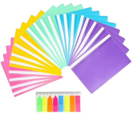 Artmitz 20 Stück A4 Schnellhefter, DIN-A4, A4 Loseblattmappen aus Kunststoff mit, inklusive 100 Blatt Klebeetiketten zur Klassifizierung von Dokumenten und Dateien