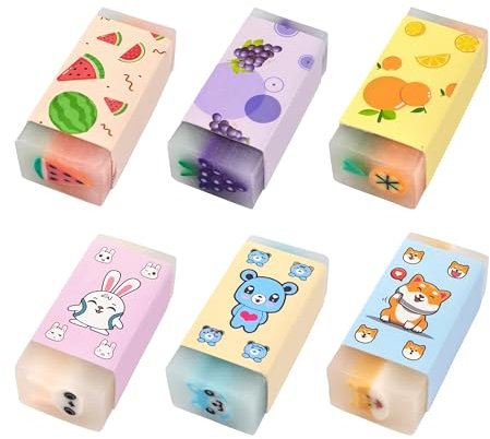 Mebamce Bleistift-Radiergummi, niedliches Obst-Radiergummi, Tier-Radiergummi, Schulbedarf, kreative Radiergummis, langlebige Radiergummis für Klassenzimmer, Belohnungspreis, Schulanfang, Geschenke,