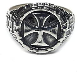 Anello da uomo in argento sterling Croci di Malta massiccio con marchio di garanzia 925