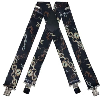 Tomahawk Heavy Duty Braces, Adjustable, Unisex Suspenders, Strong Clasp (Rusty Chains)
