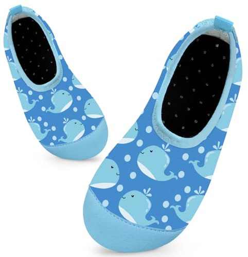 Kids Swim Water Shoes Toddlers Baby Aqua Socks Quick Dry Pool Beach Barefoot for Boys Children(Small Whale Blue,28/29 EU)
