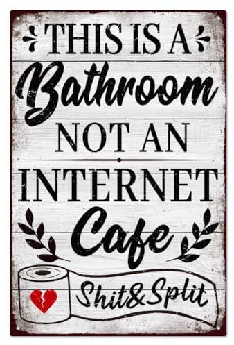 WADORN Dies Ist Ein Badezimmer Kein Internetcafé Metallblechschild Lustige Badezimmerschilder Sarkastische Toiletten Wandkunst Vintage Wanddekoration Retro Poster Für Zuhause Cafés Bars Clubs 20x30cm