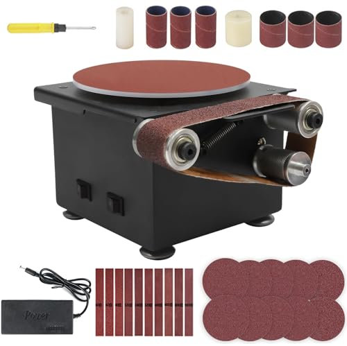 3 in 1 Mini Belt Disc Sander, Electric Mini Belt Sander, 6-Inch Sanding Disc, Belt Bench Grinder, 7 Speed Adjustable, for DIY Woodworking Metal Knife Making, Crafts Jewelry(Model b)