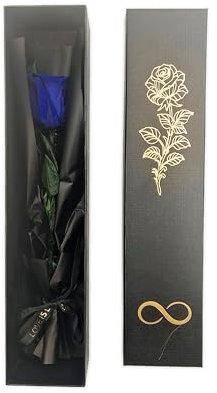 Pandiui23 Rose éternelle bleue préservée, rose éternelle, rose naturelle préservée, fleurs préservées, cadeau Saint Valentin, cadeau fête des mères, cadeau Noël, bleu foncé