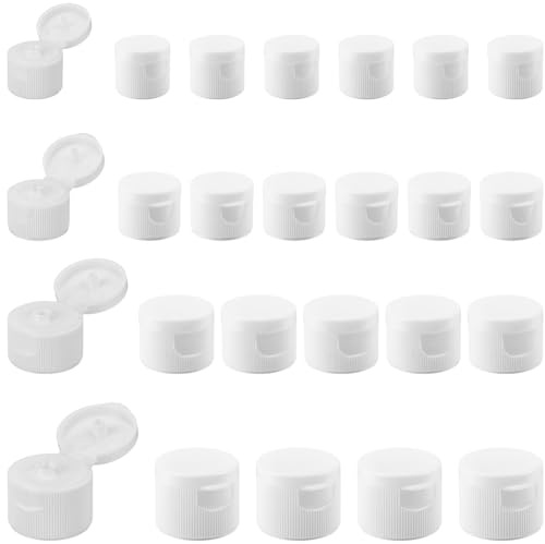 GORGECRAFT 32Pcs 4 Sizes Bottle Emptying Caps Kit White Reusable Leak-Proof Flip Top Dispensing Cap Flip Top Snap Bottle Lip for Squeeze Bottles Plastic Empty Shampoo Bottles Home Bathroom