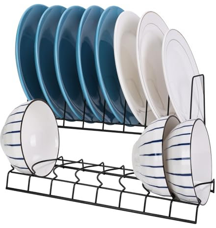 IEMIEBSHA 2 Pcs Dish Drainer Rack, Black Rustproof Stainless Steel Bowl Plate Drying Rack, Cutlery Holder Organizer Storage for Kitchen Counter Cabinet Countertop Storage Shelf