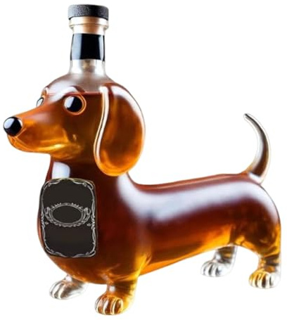 Dackel Whiskey Flasche Whiskey Decanter Glas Dackel Hund Whis-key Karaffe Schnapsspender Lustige 3D Tier Statue Für Bourbon, Wodka, Brandy, Likör