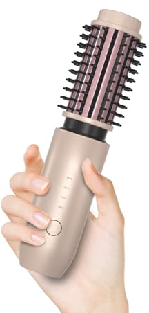 Zokbom Cordless Curling Brush, 3 in 1 Cordless Hair Curler, Cordless Hair Styler with 4 Temperatures, 7000 mAh USB Rechargeable, Portable Travel Hot Brushes for Hair Styling (Gold)