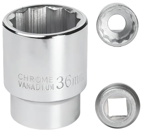 FortuneGlobe Douille 36mm 3/4 12 pans, Douille pour clé 3/4 36mm pour clé CR-MO(Whtie)