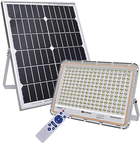 Panneaux solaires de silicium monocristallin de projecteurs actionnés solaires de LED avec le piquet extérieur de jardin de lumières solaires IP66 de lumière jaune de LED(500W)