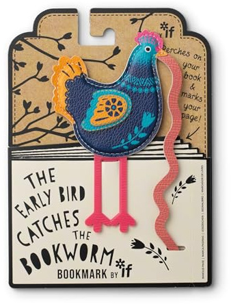 IF Early Bird Catches The Bookworm Bookmark, Faux Leather Bird Clip to Mark Your Page. for Book Lovers and Bird Lovers - Huhn