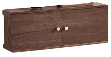 Wall Hanging WiFi Router Storage Box Solid Wood TV Cabinet Set Top Organization Wire Socket Decoration