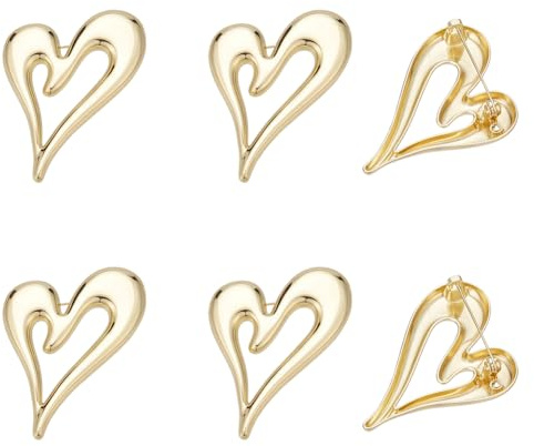 UNICRAFTALE 6pcs Broche Cœur Alliage Épingle Col Amour Hijab Valise Broche Cœur Grand pour Vêtements Femmes Bijou Mode Accessoire Décoration 56x41mm