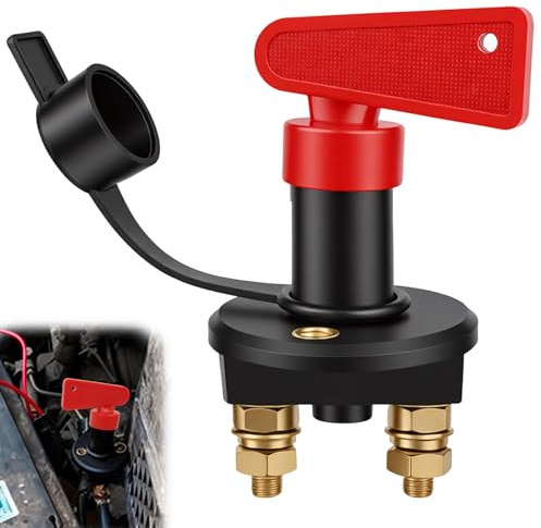 Coupe Circuit Batterie 12-24V, Interrupteur de Déconnexion de Batterie | Isolateur de Batterie Robuste avec Clés max 200 A pour Voiture, Camion, Bateau, Véhicules Coupée Power Kill Switch