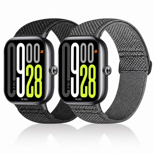 Zspoly 2 Stück Elastische Nylon Armbänder Kompatibel mit Xiaomi Smart Band 8 Pro/9 Pro/Xiaomi Redmi Watch 5/4 Armband, Stoff Verstellbares Dehnbare Sport Loop Ersatzarmband für Herren Damen