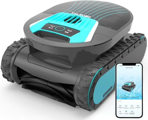 BRINBO Pleco Pro Poolroboter Akku Wand und Boden, Wasserlinienreinigung, 210 Min Laufzeit, Doppelfilter, 7 Reinigungsmodi, App Steuerung, Kabelloser Poolsauger bis 200 m², Grau