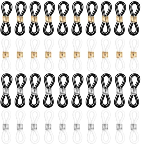 Apojgitn 80 Stück Antirutsch Brillenketten Enden Brillenkette Verbindung | Brillenkettenenden Verstellbare Brillenkettenhalter Sonnenbrillen Kette Gummi Anschlüsse Brillenketten Halter für Brillenband