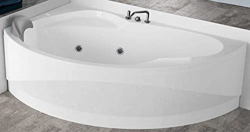 Baignoire Angle courbe asymétrique Novellini Vogue Hydro Plus 150x85 165x85 H55 cm colonne Robinet gauche SX Panneau avant Whirlpool désinfection Airpool Télécommande Appui-tête châssis séance