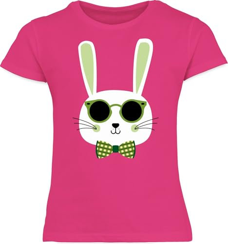 T-Shirt Mädchen - Ostergeschenke Ostern - Cooler Osterhase Sonnenbrille lustig I Oster Hase cool - 104 (3/4 Jahre) - Fuchsia - Oster-t-Shirt ostershirt Kinder ostermotiv Hasen Tshirt Shirts