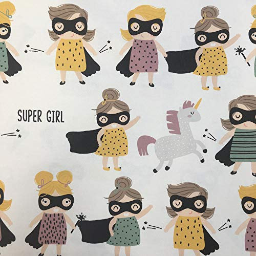 Kt KILOtela - Halbpanama Dekostoff - Digitaldruck - 280 cm breite - Meterware ab 0,5 m - Preis gilt für 0,5 m | Superheldin