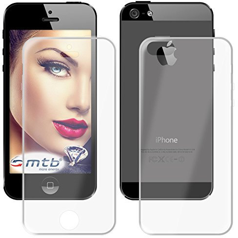 mtb more energy® 360° TPU + Hardcover (Vorder- und Rückseite) für Apple iPhone 5, 5S - iPhone SE (4.0'') - 100% Clear - 360 Grad Rundumschutz Hülle Komplett-Schutz
