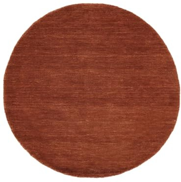 RugVista Handloom Teppich, Ø 150 cm, Rost | Rund, Niedriger Stapel, Nur chemische Reinigung, Wohnzimmer, Esszimmer, Schlafzimmer, Diele