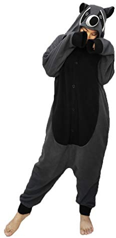 Guturris Unisex Tier Kostüm für Erwachsene Waschbär Cosplay Kostüm Halloween Pyjamas